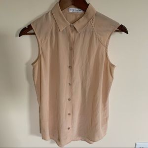Everlane Light Peach 100% Silk Sleeveless Blouse